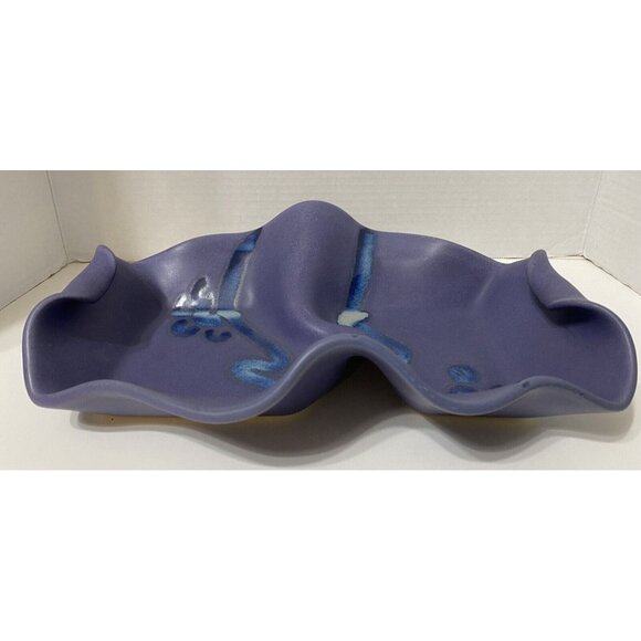 Hilborn Pottery By The Bay Pinch Wave Art Dish Handmade Canada Signed 11.5" - Picture 2 of 8